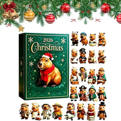 Irovami Calendrier Avent Capybara 2026 – 24 jours, acrylique 2D, décoration fêtes