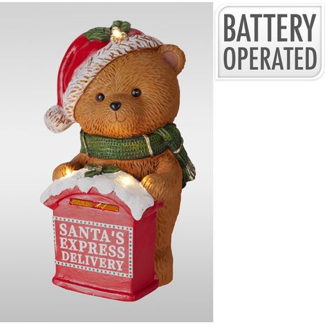 Orso con cassetta postale e LED 30 cm PERAGA CHRISTMAS