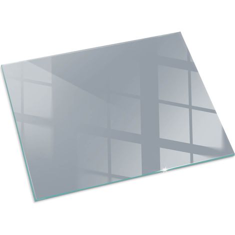 Base décorative Plaque Rectangulaire en verre trempé de sol avec impression moderne sous cheminée Couleur Gris 80x60 cm (1/5)