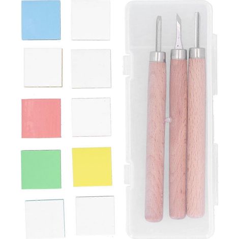 Kit de gravure sur bois avec tampons en caoutchouc, outils de découpe et fournitures artistiques (1/4)