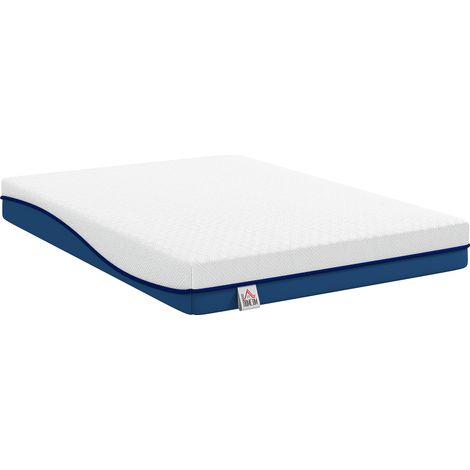 HOMCOM colchón 190x135 cm, grosor 20 cm, colchón viscoelástico con té verde, firmeza media, cama refrescante con espuma de gel y funda lavable