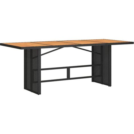 Table de jardin, plateau en bois d'acacia noir, dimensions : 190 x 80 x 74 cm (1/5)