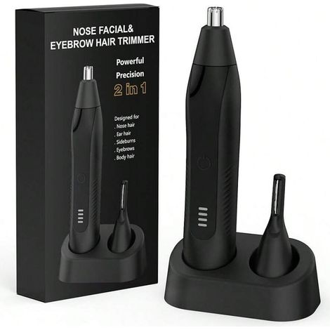 Tondeuse nez et sourcils rechargeable Épilation 2 en 1 en métal pour un toilettage professionnel Indolore Convient aux poils des oreilles, à la barbe et aux racines des cheveux Un incontournable p (1/5)