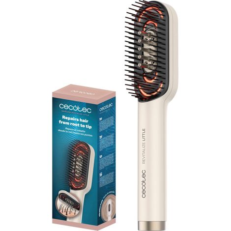 Spazzola Riparatrice Cecotec con Luce LED HairCare Revitalize Little. Applicatore di Siero e Massaggio Vibrante, Cura, Ripara