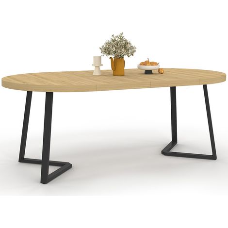SELMA tavolo da pranzo rotondo allungabile 4-10 persone legno e nero 110-200 cm