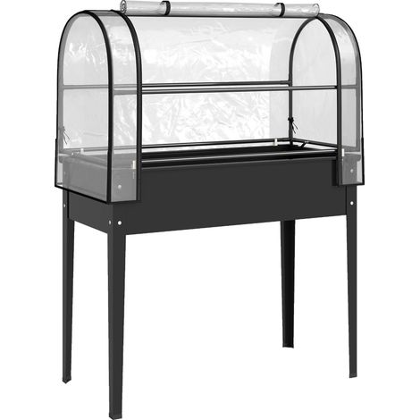 Hochbeet mit transparenter Abdeckung, Metall, 100 x 49 x 136 cm
