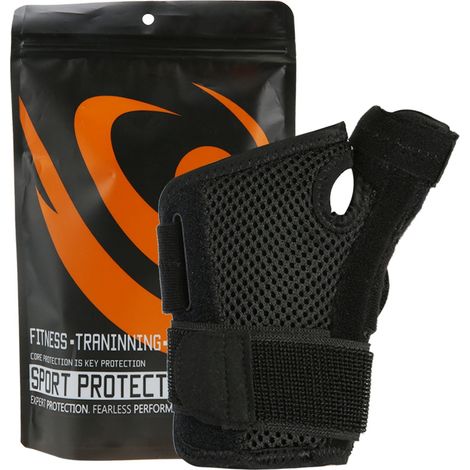 Attelle de pouce réglable, protection articulaire contre entorse, soutien pour main droite et gauche, noir (1/5)
