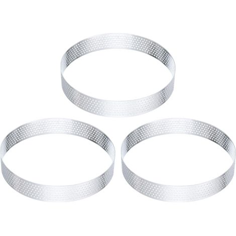 3 x Stainless Steel Pie Rings 4.3 Inch Perforated Metal Circle for Pastry Dessert Mousse Cake Round Non-Stick Ring for Kitchen Home Making Tool (1/5)