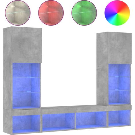 Maison Exclusive - 5-tlg. Wohnwand mit LED-Beleuchtung Betongrau (1/5)