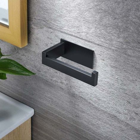 Porta carta igienica in acciaio inox, dispenser originale da parete, non richiede foratura, nero, porta carta igienica con adesivo 3M per decorazione bagno, accessorio per WC, accessorio per cucina (1/4)