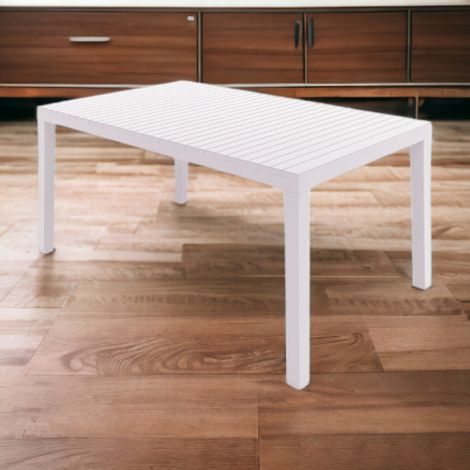 Tableau extérieur rectangulaire 150x90 cm avec structure de résine et plan à effet à lattes de palais (1/5)