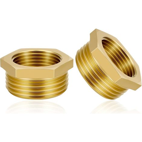 2 Pièces Réducteur en Laiton Adaptateur, 1/2 "Femelle à 3/4" Mâle Filetage en Laiton Douille Hexagonale Connecteur de Réduction, Réducteur Femelle Mâle, pour la Conversion de Tuyau
