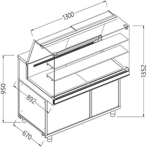 Comptoir vitrine neutre haute boulangerie GN- - Diamond