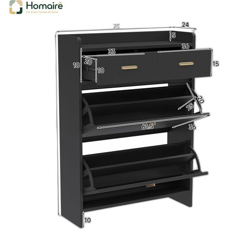 Colonnes de rangement en tissu noir 75 x 24 x 108,5 cm HOMAIRE (1/5)
