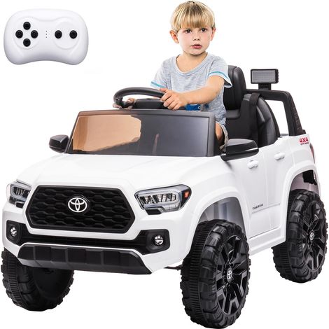 GARVEE Kinder Elektroauto Toyota Tacoma offiziell lizenziert mit Eltern-Fernbedienung, 12V Akku, LED-Scheinwerfer, Sicherheitsgurt, für Kinder von 3-8 Jahren, Weiß (1/5)
