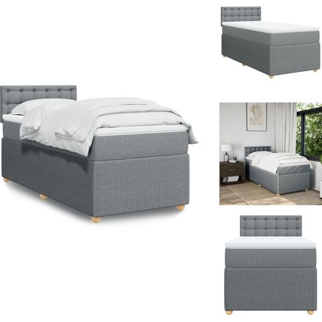 Sommier à lattes de lit avec matelas Gris clair 100x200cm Tissu - Sommier À Lattes De Lit - Sommiers À Lattes De Lit - Lit - Meuble De Chambre À Coucher (1/5)