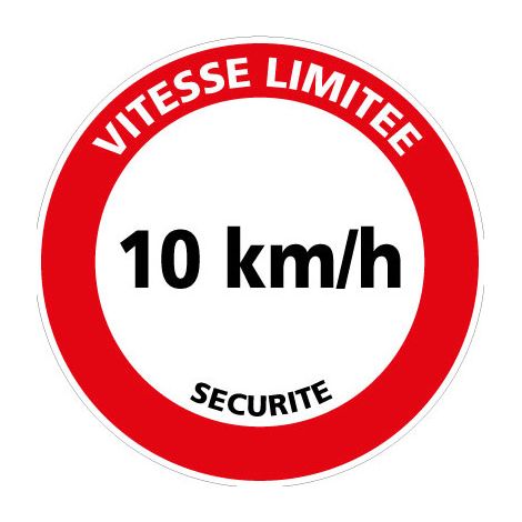 Panneau de signalisation VITESSE LIMITEE 10 KM/H (H0228) - Aluminium 2 mm - Diamètre 350 mm