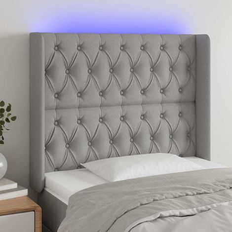 Tête de lit à LED réglable en tissu gris clair, 103 x 16 x 118/128 cm - PANGIVO (1/5)