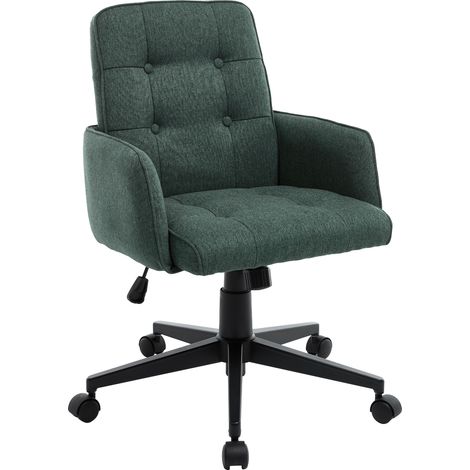 CHAIRUS Office Chair in Linen Upholstered Modern Desk Chair Height Adjustable Swivel Chair with Wheels for Home Office Bedroom Workplace, Green (1/5)