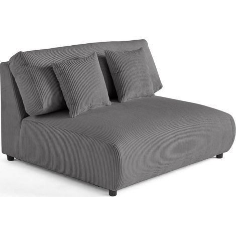 Garance - module d'assise 2 places sans accoudoirs - en velours côtelé - gris foncé
