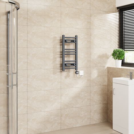 Touch Screen Thermostatic Towel Rail Curved Anthracite 600x300mm