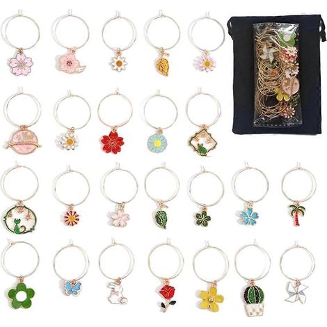 24 pièces Summer plage marqueurs de verres à vin Fun Identifier Tags pour Stem Glasses pour Parties (1/5)