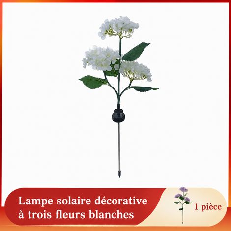 Lampe solaire de jardin LED hortensia blanc 3 fleurs blanc réf 7933 143 g – Livraison gratuite