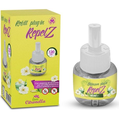 Trade Shop - SET 12PZ RICARICA PER DIFFUSORE PLUG IN REPEL Z ESSENZA CITRONELLA 120 ORE 48ML 034613 -