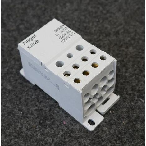 Bloc de répartition unipolaire 400A fermé 1pôle 2x 6-25²/5x 1.5-16²/4x 1.5-10² HAGER