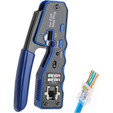 Pince à sertir cosse,Pince à sertir RJ45, Testeur de Réseau, Pince à dénuder, Installation Professionnelle de Réseau,Pince à Sertir Outil Sertissage RJ45 Pince Sertir Traverser Pour Réseau Ethernet RJ (1/4)