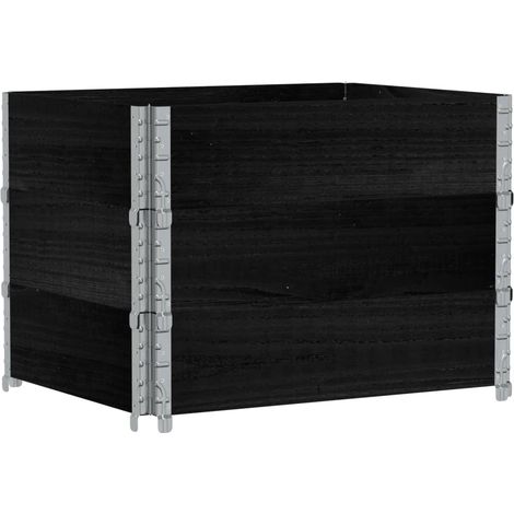 Pallet Collars 3 pcs Black 80x60 cm Solid Wood Pine vidaXL