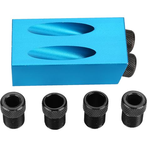 Guide de perçage oblique à 15 degrés pour le travail du bois, positionneur de trous 6/8/10 mm, bleu (1/5)