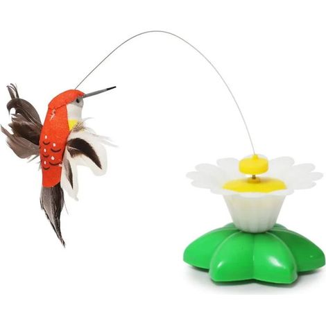 Juguete giratorio automático para gatos, mariposa voladora eléctrica, colibrí, varita para gatos, pájaro girando alrededor de flores, juguete para gatos