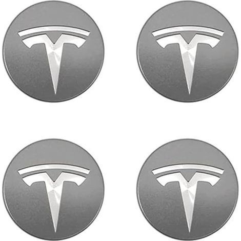 4 pièces 56 mm enjoliveurs de moyeu automatiques pour Tesla Model 3, Model X, Model S, centre de roue, étanches à l'eau et à la poussière, accessoires décoratifs avec logo de marque automobile (1/4)