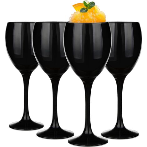 Lot de 4 verres à 300 ml blanc rouge Dessert Cocktail eau Passe au lave-vaisselle Noir (1/4)