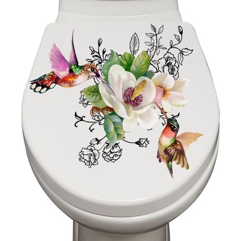 Blumen-WC-Sitzaufkleber, personalisierte Dekoration, wasserfest, abnehmbar