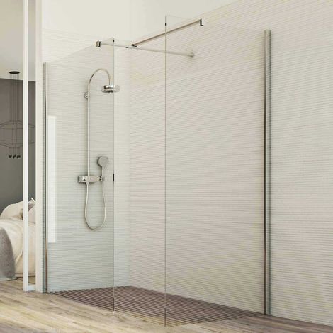 Duschwand Duschkabine in Klarglas 8 mm h 198 mod Walk in Corner 70x140 cm
