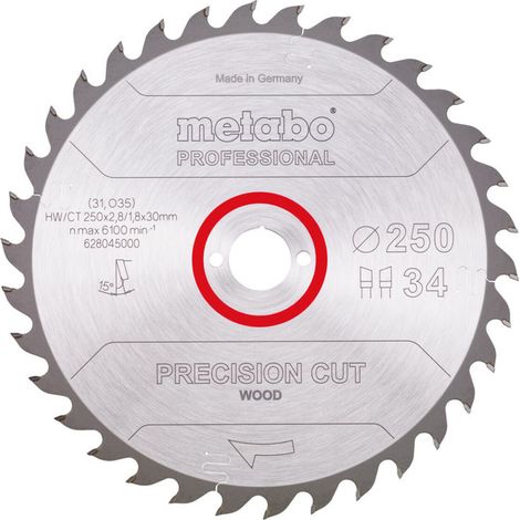Metabo Sägeblatt "precision cut wood - professional", 250x2,8/1,8x30, Z34 WZ 15° (1/3)