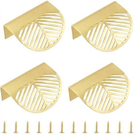 Set of 4 solid brass furniture handles, gold leaf finish, drawer knobs for doors, kitchens, drawers, dressers, and cabinets (1/5)