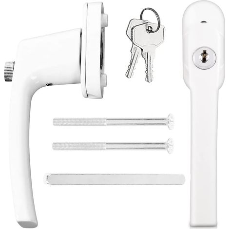 1 - Poignée De Fenêtre - Serrure À Clé - En Alliage D&39aluminium Avec Vis De Fixation Pour Portes Et Fenêtres Blanc 12,7x6,4x2,9cm