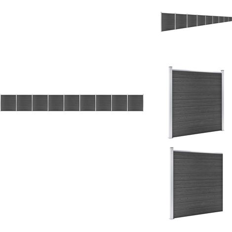 Zaunelement Set WPC 1564x186 cm Schwarz - Gartenzäunen - WPC Zaun - Holzzäune - Kunststoffzäune - Schwarz (1/5)