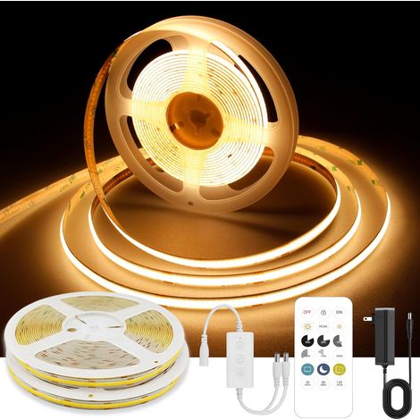 Bande LED COB blanc chaud dimmable, éclairage haute luminosité avec télécommande (1/5)