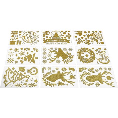 9feuilles Autocollants Noël pour Fenêtre Statiques Autocollants Noël Décorations de Stickers Fenêtre sans Trace (1/5)