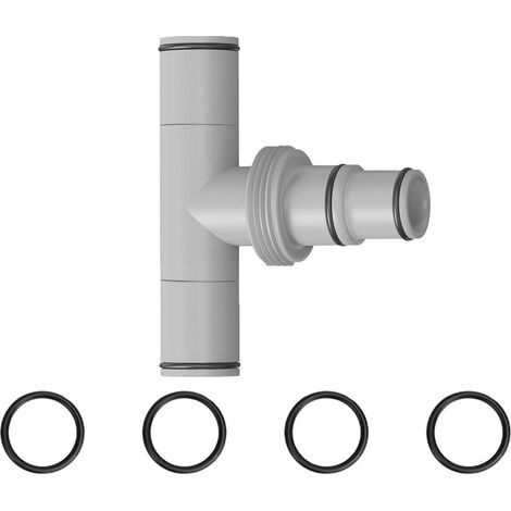 Pool Schlauchverbinder T-Stück 38mm auf 32mm mit Dichtungen, werkzeuglos, UV- & winterfest