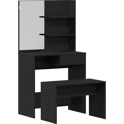 Maison Exclusive - Set Tavolo da Trucco 2 pz Rovere Nero 74,5 x 40 x 141 cm (1/5)