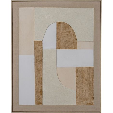 Portina Linen Textured Canvas in Frame - Wood - L4 x W80 x H100 cm - Beige