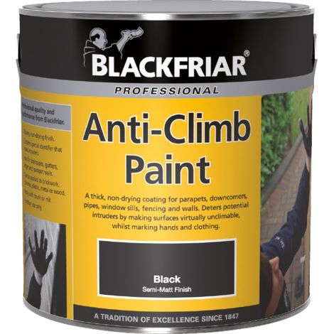 Blackfriar Anti-Climb Vandal Security Paint - Outdoor Semi-Matt Black - 2.5 Litre