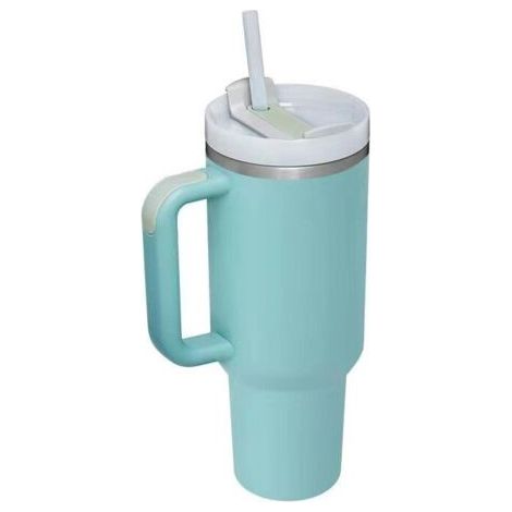 Gobelet isotherme en acier inoxydable de qualité supérieure de 40 oz - avec poignée, paille et couvercle (1/4)