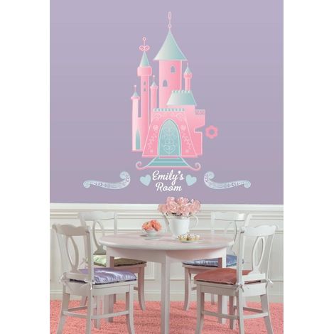 CHÂTEAU PRINCESSE - Stickers repositionnables géants château de princesse à personnaliser 102x47 (1/3)