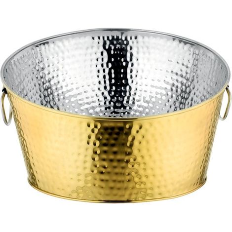 Seau à Champagne Martelé en Acier Inoxydable Doré - Vasque Rafraîchissante 38 cm - PANGIVO (1/3)